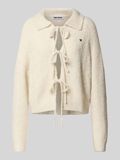 Review Gebreid jack met vetersluiting Offwhite - 2