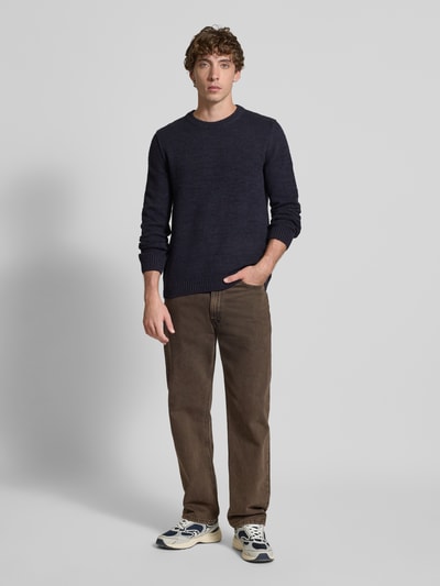 Marc O'Polo Denim Regular fit gebreide pullover van katoenmix Marineblauw - 1