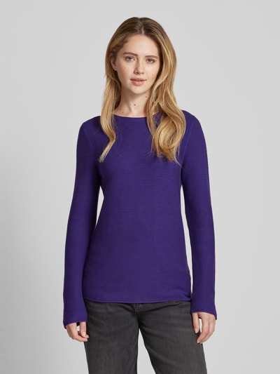 Tom Tailor Regular Fit Strickpullover aus reiner Baumwolle mit gerollten Abschlüssen Violett 4