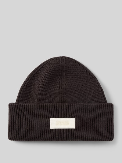 DRYKORN Beanie mit Label-Patch Dunkelbraun 1