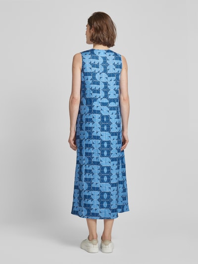 MaxMara Leisure Linnen jurk met grafisch all-over motief, model 'URLO' Bleu - 5