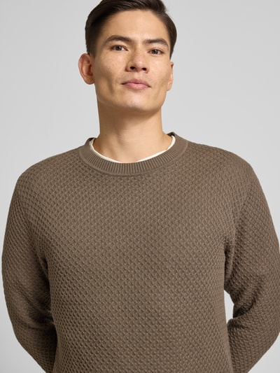 Jack & Jones Premium Strickpullover mit Strukturmuster Modell 'BARKLEY' Taupe 3