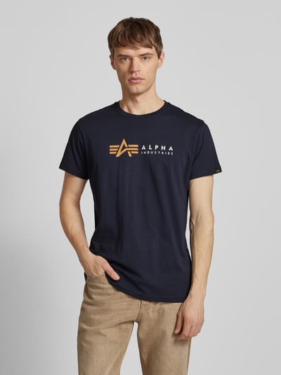 Alpha Industries T-shirt met labelprint Donkerblauw - 4