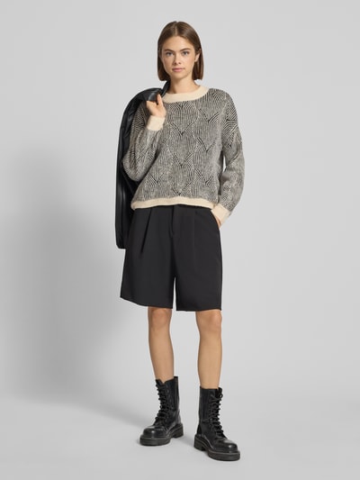 Pieces Comfort fit gebreide pullover met wol, model 'JENNA' Lichtgrijs - 1