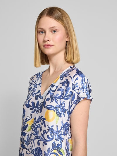 ROBE LÉGÈRE Knielanges Kleid aus Viskose mit V-Ausschnitt Bleu 3