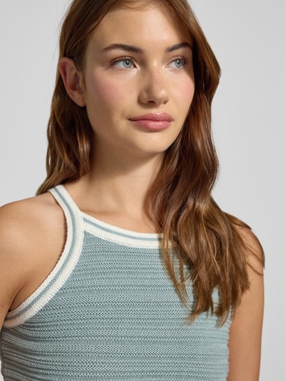 Review Crop Stricktop mit Rundhalsausschnitt Bleu 3