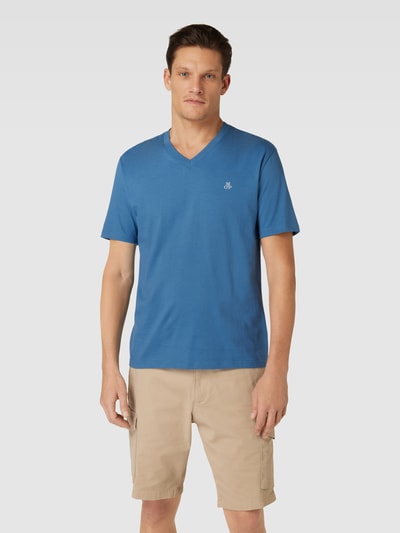 Marc O'Polo T-Shirt mit V-Ausschnitt in unifarbenem Design Rauchblau 4