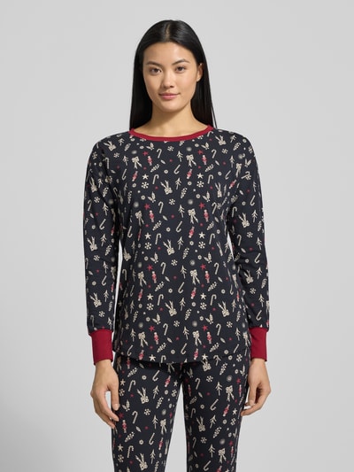 Skiny Pyjama-Oberteil im Allover-Look mit Rundhalsausschnitt Black 4