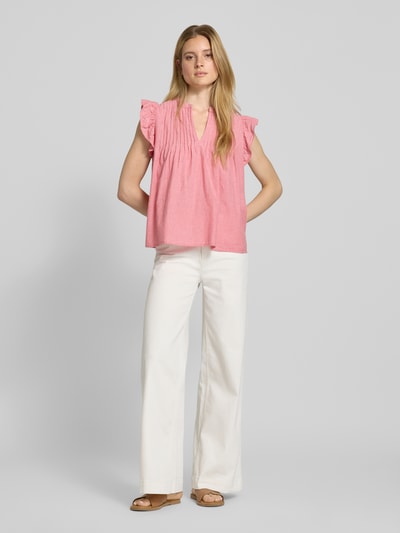 mbyM Regular Fit Blusentop mit gelegten Falten Modell 'Gemala' Rot 1