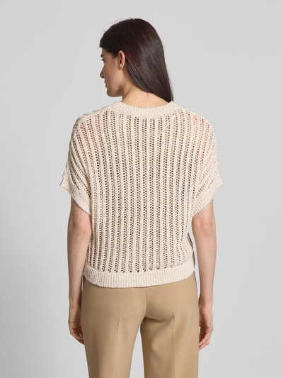 comma Strickpullover mit gerippten Abschlüssen Beige 5