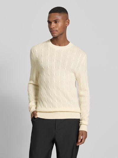 BOSS Regular Fit Strickpullover aus Schurwoll-Kaschmir-Mix Modell 'HETICO' Offwhite 4
