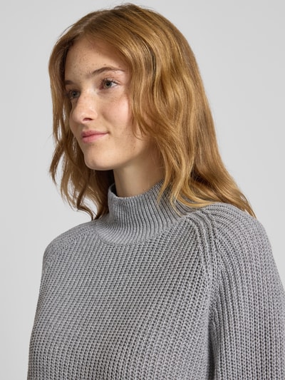 Noisy May Gebreide pullover met opstaande kraag, model 'DARA' Middengrijs - 3