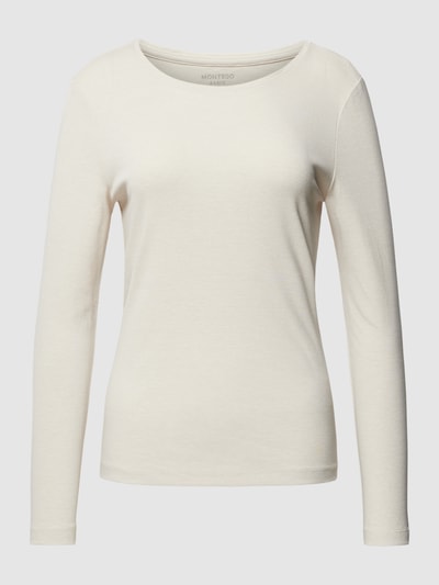 Montego Shirt met lange mouwen in effen design Beige gemêleerd - 2