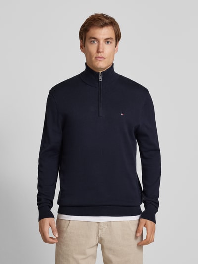 Tommy Hilfiger Regular Fit Strickpullover mit Stehkragen Marine 4