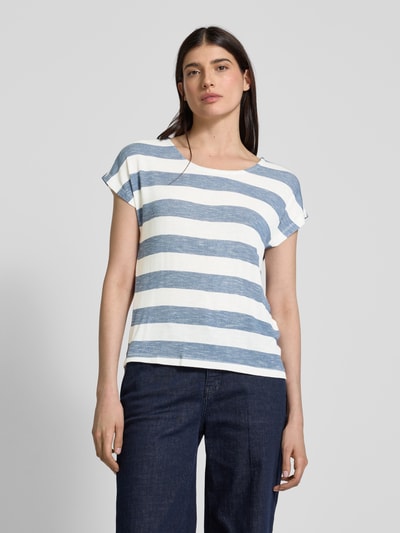 Vero Moda Relaxed Fit T-Shirt aus Viskose-Mix Modell 'WIDE STRIPE' Blau 4