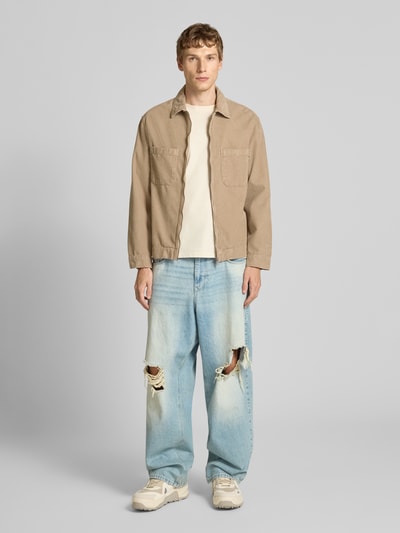 REVIEW Regular fit jack met structuurmotief Beige - 1