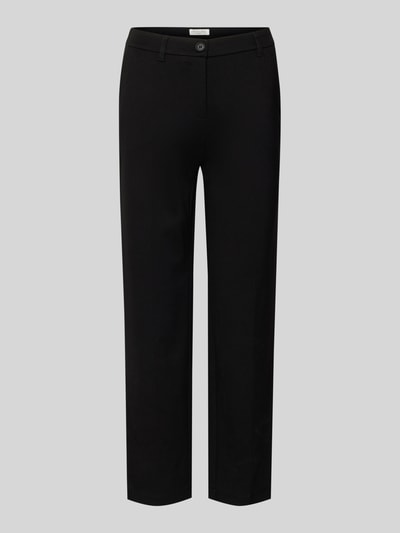 Produktfoto, czarne spodnie Chino aus Viskose-Mix mit Gesäßtaschen von Christian Berg Woman, regular fit, gładka tekstura, widok z przodu
