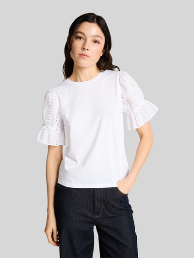 Tom Tailor Denim Loose Fit T-Shirt aus reiner Baumwolle mit Lochstickerei Weiss 4