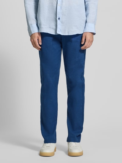 Tommy Hilfiger Regular Fit Leinenhose mit Logo-Stitching Modell 'Denton' Blau 4