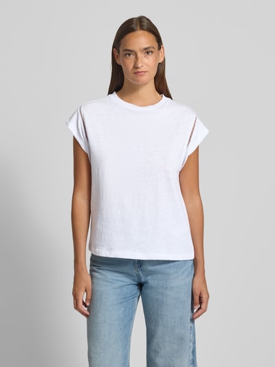 COMMA T-Shirt mit Rundhalsausschnitt und Häkelspitze Weiss 4