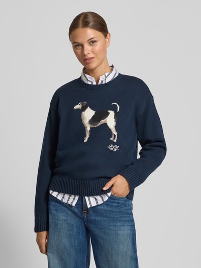 Lauren Ralph Lauren Strickpullover mit Label-Detail Modell 'RIEDNEE' Marine 4