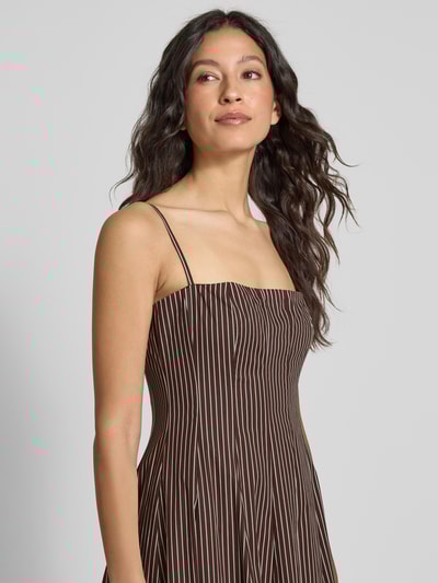 Staud Midikleid mit Spaghettiträgern Modell 'WYLIE' Dunkelbraun 3