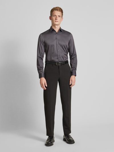 Jake*s Slim Fit Business-Hemd mit Kentkragen Anthrazit 1