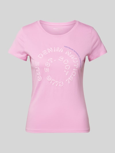 Tom Tailor Denim Regular Fit T-Shirt mit Schriftzug-Print Pink 2