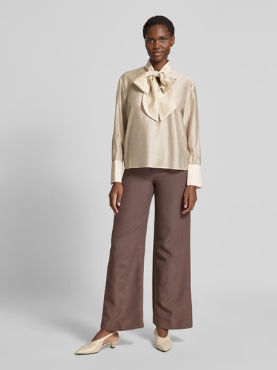 Stefanel Schluppenbluse aus Lyocell-Mix Modell 'BOW SHIRT' Beige 1