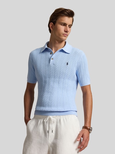 Polo Ralph Lauren Slim Fit Poloshirt aus Baumwoll-Strick Hellblau 4