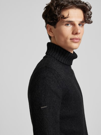 Superdry Strickpullover mit Rollkragen und Viskose-Anteil Black 3