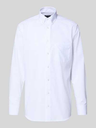 Produktfoto, Modern Fit Business-Hemd mit Button-Down-Kragen von OLYMP aus Reine Baumwolle, weiß, mit Brusttasche, Schulterbreite 47 cm, Rückenlänge 80 cm, Ärmellänge 65 cm bei Größe 40