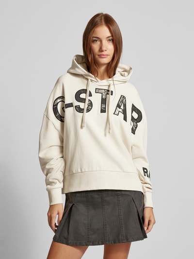 G-Star Raw Bluza z kapturem o kroju oversized z nadrukiem z napisem Écru 4