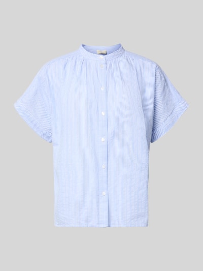 Produktfoto, Regular Fit Bluse mit Stehkragen von Milano Italy, bluzka z bawełny, krój regular fit, stójka, listwa guzikowa, krótkie rękawy