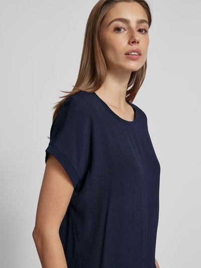 Oui T-shirt van viscose met zijsplitten, model 'AYANO' Marineblauw - 3