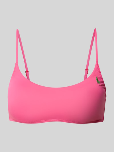 Produktfoto, Bikini-Oberteil mit Logo-Stitching von Polo Ralph Lauren, Optik: Unifarben, Trägerform: Spaghettiträger, Herzförmig, gefüttert, herausnehmbar, ohne Bügel, Verschlusslos, glatte pinke Oberfläche
