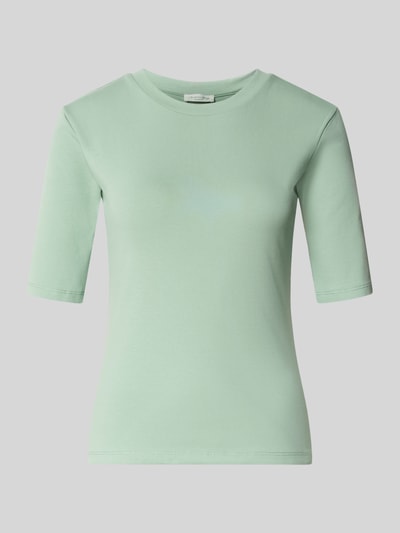 Produktfoto, Slim Fit T-Shirt im Halbarm-Design von Christian Berg Woman, mintgrün, elastischer Baumwoll-Mix, Rundhalsausschnitt.