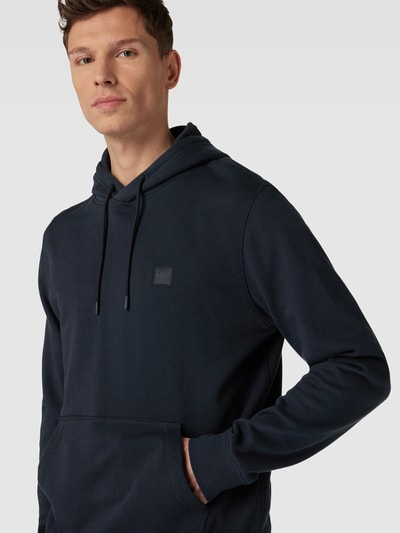 BOSS Orange Hoodie met labeldetail, model 'Wetalk' Marineblauw - 3