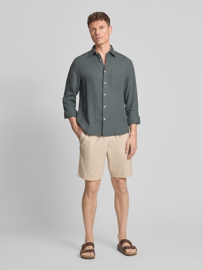 Marc O'Polo Regular Fit Freizeithemd aus reinem Leinen Oliv 1