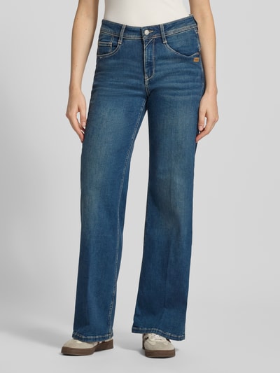 GANG Wide fit jeans met labelpatch, model 'AMELIE WIDE' Donkerblauw - 4