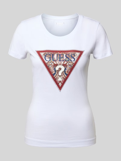 GUESS T-Shirt mit Logo und Rundhalsausschnitt Weiss 1