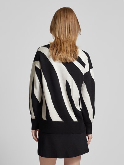 Vero Moda Regular fit gebreide pullover met two-tone-motief, model 'NANCY' Zwart - 5