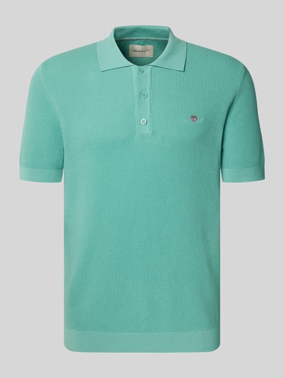 Produktfoto, Regular Fit Poloshirt mit Label-Stitching von Gant in Mintgrün, reine Baumwolle, strukturierte Oberfläche, Polokragen