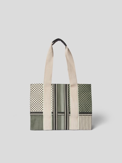 Lala Berlin Shopper mit Kufiya-Muster Olivgrün 5