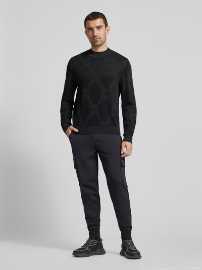 HUGO Gebreide pullover met ronde hals, model 'Sylor' Zwart - 1