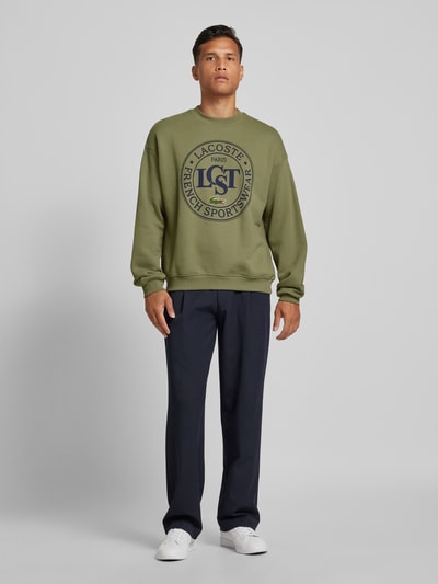 Lacoste Sweatshirt mit Label-Print Oliv 1