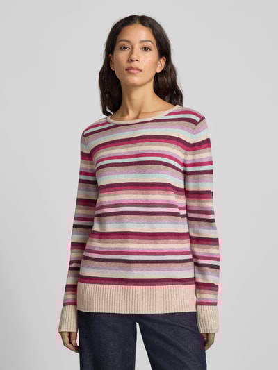 Christian Berg Woman Gebreide pullover van viscosemix met ronde hals Metallic beige gemêleerd - 4