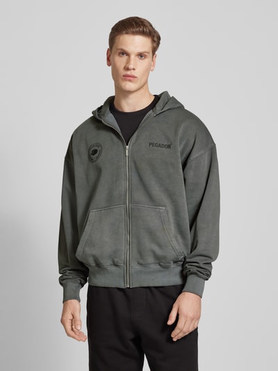 Pegador Oversized sweatjack met labelprint, model 'GORDAN' Donkergrijs - 4