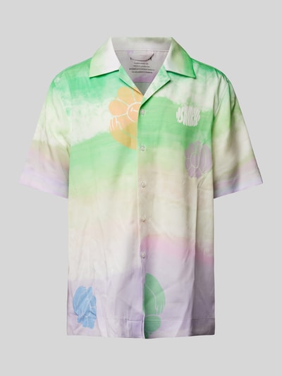 ISNURH Relaxed Fit Freizeithemd im Batik-Look Modell 'Green Beach' Offwhite 1