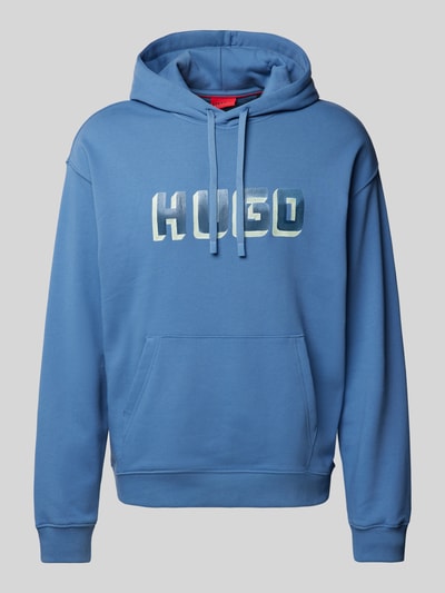 HUGO Hoodie met labelprint, model 'Diqerio' Aquablauw - 2